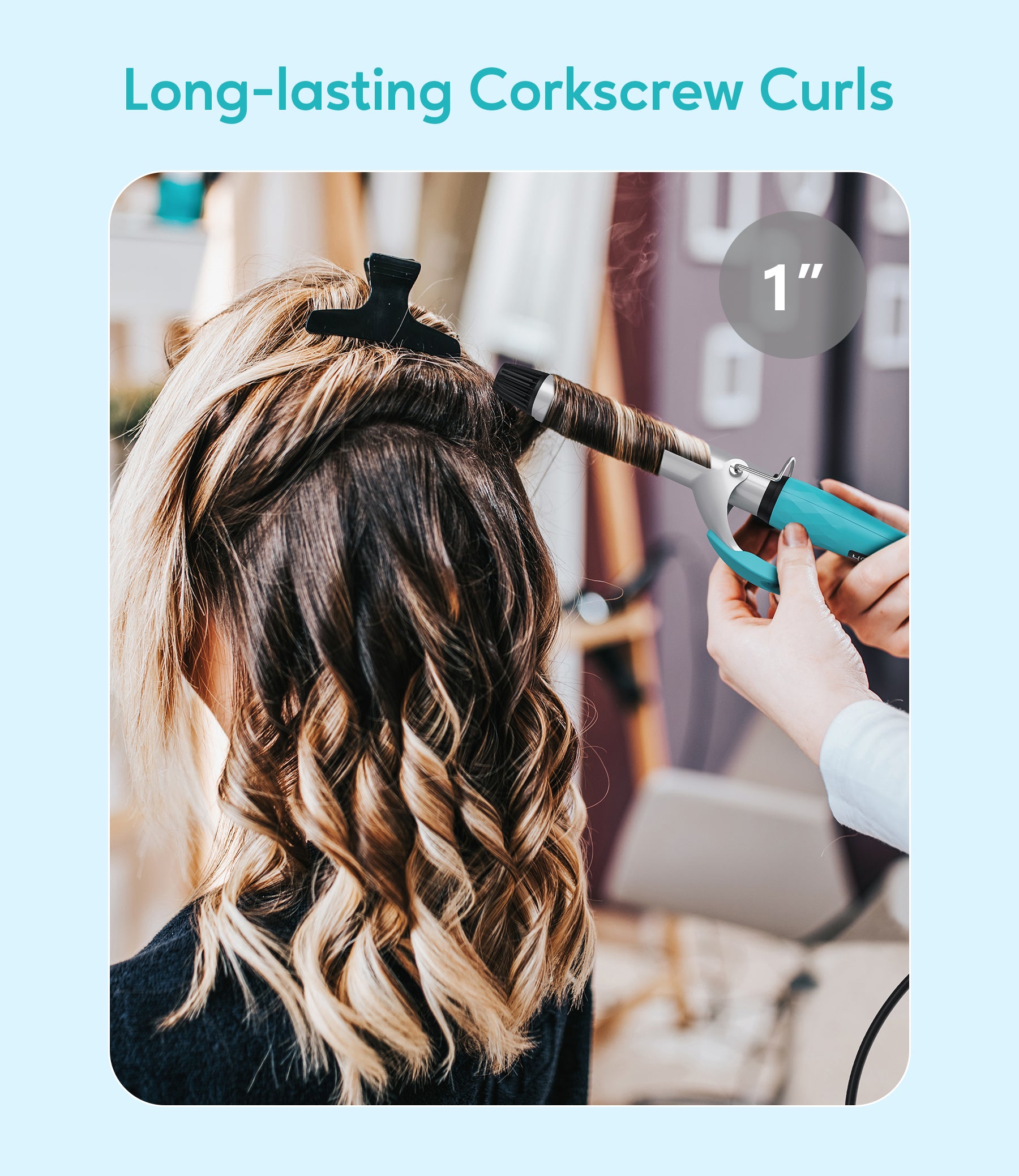 Corkscrew curling outlet iron