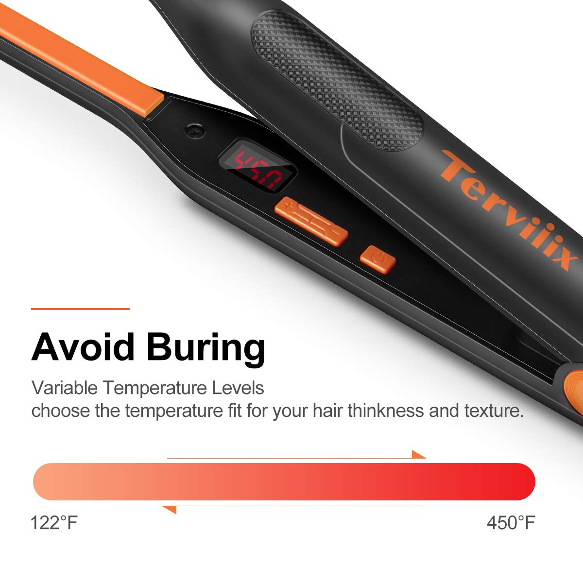 Pencil flat iron top with temperature control